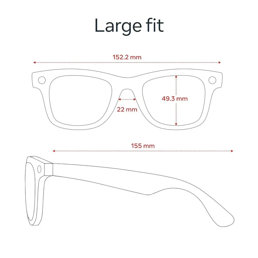 Ray-Ban Meta Wayfarer Smart Glasses Black 3K Ultra HD AI Video Large Fit NWT